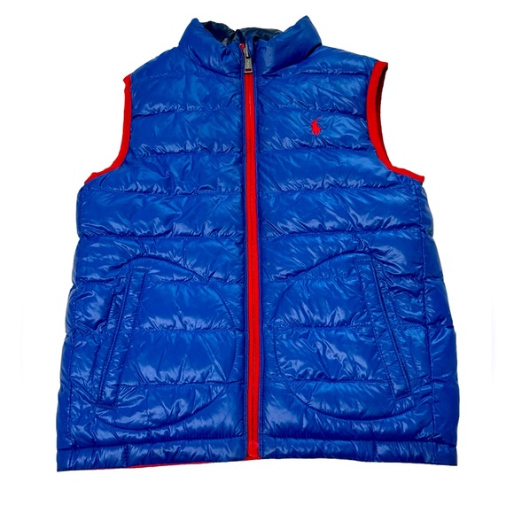 Boy (sz7) Polo Ralph Lauren Reversible Water Resistant Vest - Red/Blue - Picture 5 of 8